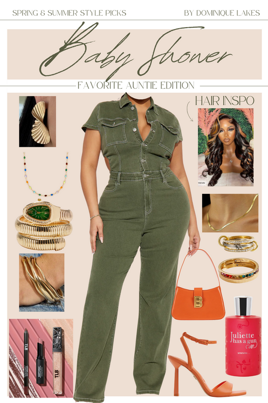 Baby Shower Guest Outfit for Mid-Size Black Women | Demim Jumpsuit Outfit